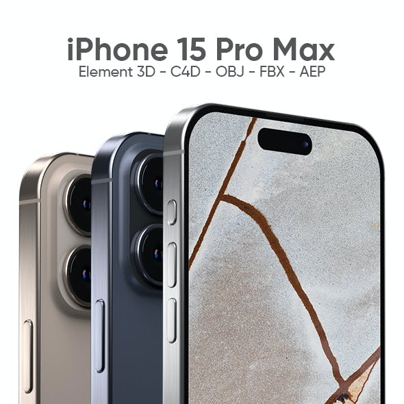 iPhone 15 Pro Max 3D Model for Element 3D & Cinema 4D